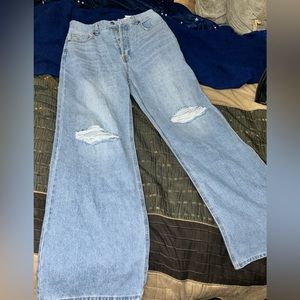 Light Blue Distressed Denim Jeans